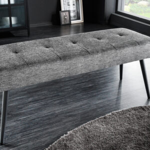 Design bank BOUTIQUE 100cm grijze structuurstof zwarte metalen poten - 43315