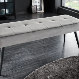 Design bank BOUTIQUE 100cm donkergrijs fluweel zwarte metalen poten - 43319