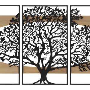 WANDPANEEL BOOM, IJZER EN HOUT SET 3 STUKS CM 176X2X90 (63X2X90-50X2X90) - 324450000