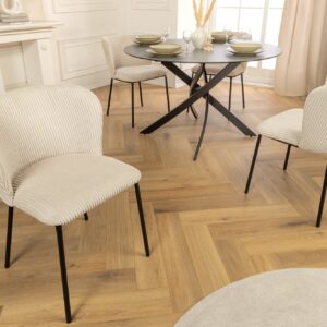 Design stoel LYON beige corduroy zwarte metalen poten - 44961