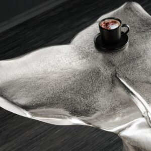 Design Bijzettafel WILDLIFE Whale Fin 60cm zilver metaal handgemaakt - 44842