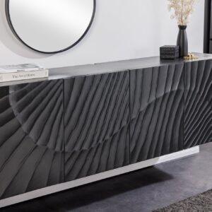 Massief dressoir SCORPION 180cm zwart hangend mangohout 3D design - 44524