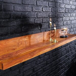 Massieve wandplank MAKASSAR 140cm bruin sheeshamhout afwerking - 44746