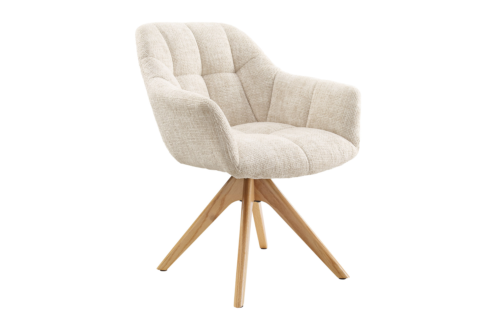Swivel chair PAPILLON rotatable 180° w/ armrests chenille champagne beige - 48354