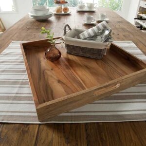 Elegant dienblad CIANO 40x40cm massief acaciahout met handvatten - 39515