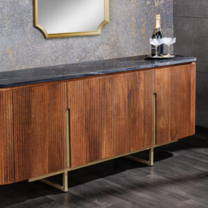 Design Dressoir GATSBY 160cm bruin goud mangohout marmer metalen frame - 43336