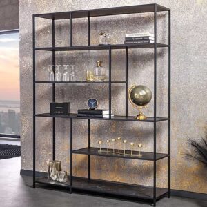 Moderne boekenkast SLIM LINE 185x135cm grafiet metalen frame - 44322