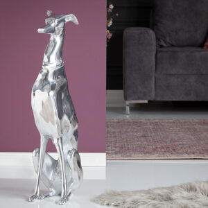 Elegante Greyhound Sculptuur GREYHOUND 70cm Aluminium Design Figuur - 8891