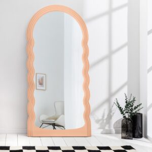 Design Wandspiegel WAVE 160cm abrikoos pastel ronde boogspiegel - 44677
