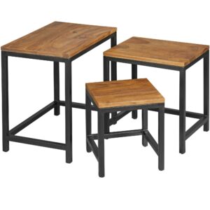 Bijzettafelset sheeshamhout 3 stuks - WL5.212