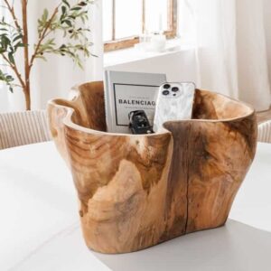 Unieke schaal FLOWERS 45cm naturel teakhout gemaakt van wortelhout - 44707