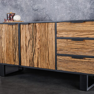Massief houten dressoir BARRACUDA 150cm teakhout mango zwart metaal gerecycled - 43349