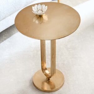 Ronde bijzettafel ELEGANCE 60cm goud metaal aluminium handgemaakt - 43613