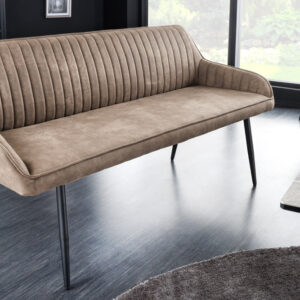 Design bank TURIN 160cm taupe zwart metalen poten met armleuning - 43693