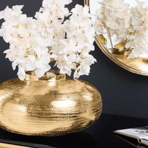 Moderne decoratieve vaas ABSTRACT ORIENT 35cm goud rond metaal gehamerd ontwerp - 43510
