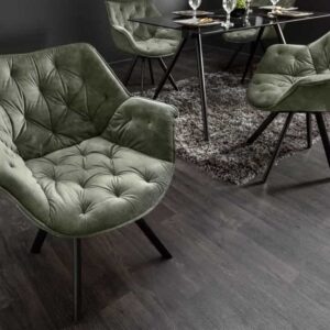 Bureaustoel THE DUTCH COMFORT donkergroen fluweel met armleuningen Modern Design - 44067