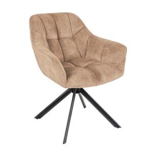 Draaibare fauteuil PAPILLON 180° met armleuningen velours champagne greige - 48353