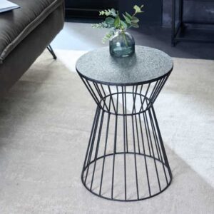 Ronde bijzettafel VARIATION 45cm zwart metalen frame ijzer handgemaakt - 43507
