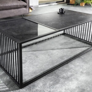 Design salontafel ARCHITECTURE 100cm zwart marmer rookglas metaal - 43001