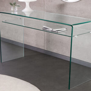 Design consoletafel FANTOME 100cm transparant glas met plank - 43437