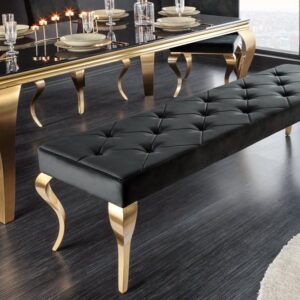 Design bank MODERN BAROK 175cm zwart fluweel goud roestvrij staal - 43386