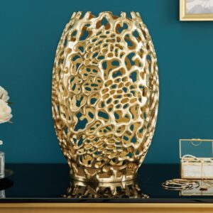 Filigraan design vaas ABSTRACT BLAD goud 40cm handgemaakt - 43219