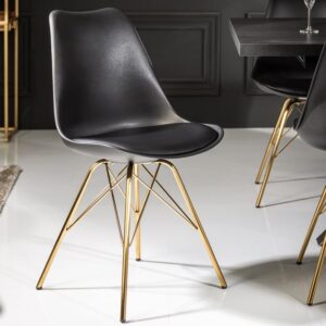 Design stoel SCANDINAVIA MEESTERSTUK zwart gouden poten - 41699