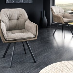 Draaibare designstoel MR. LOUNGER vintage taupe microvezel armleuningen - 41662