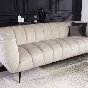 Retro 3-zitsbank NOBLESSE 225cm champagne fluweel 3-zits met decoratieve quilting - 43266
