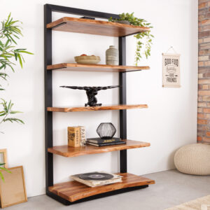 Massieve boekenkast MAMMUT 178cm acaciazwart vijf planken - 41628