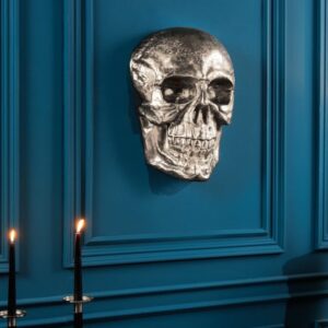Exclusief wandsculptuur SKULL XXL 40cm zilveren decoratieve schedel - 38383