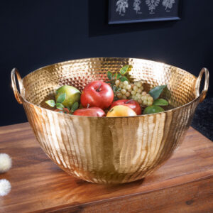Handgemaakte decoratieve kom ORIENT 40cm goudkleurig metaal gehamerd ontwerp - 42239