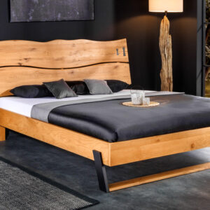 Massief houten tweepersoonsbed AMAZONAS 180x200cm natuurlijke rand van wilde eik - 43556