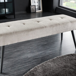 Design bank BOUTIQUE 100cm lichtgrijs koord zwart metalen poten - 43317