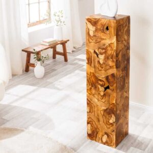 Massieve zuil TRIBAL 110cm bruin naturel teakhout handgemaakte decoratie - 44710