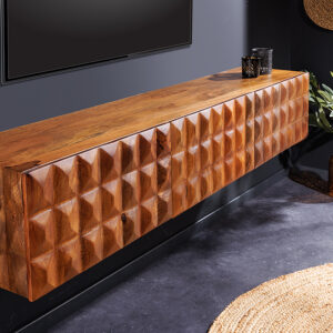 Massief houten tv lowboard VULCANO 160cm hangende natuurlijke mango woonkamer - 43351