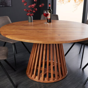 Ronde eettafel MAISON JADE 130 cm massief houten onderstel van natuurlijk acacia - 43339