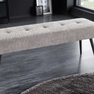 Design bank BOUTIQUE 100cm champagne grijs Boucle zwart metalen poten gestoffeerde bank - 44246