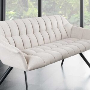Eetkamerbank PAPILLON 165cm champagne beige met rugleuning zwart metalen frame - 43880
