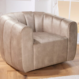 Draaibare design fauteuil BABYLON champagne fluwelen lounge cocktailstoel - 43529