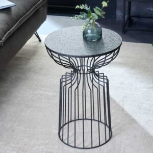 Ronde bijzettafel VARIATION 55cm zwart ijzeren metalen frame handgemaakt - 43508