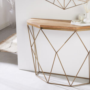 Filigraan console DIAMOND 90cm mango messing massief hout metaal - 43185