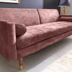 Moderne slaapbank COUTURE 196cm oudroze microvelours 3-zits slaapbankfunctie incl. Kussen - 42495