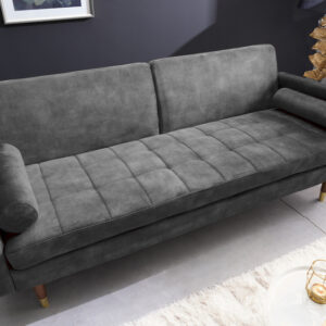 Moderne slaapbank COUTURE 196cm grijs microvelours 3-zits slaapbank functie incl. Kussen - 42395