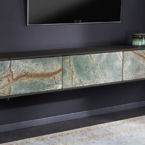 Massief houten TV-lowboard MOUNTAIN SOUL 160cm hangend echt natuursteen acacia - 43482