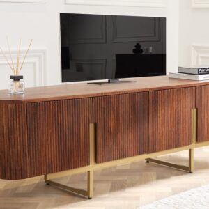 Design TV-meubel GATSBY 160cm bruin matgoud Mangoholz Retro - 43334