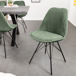 Design stoel SCANDINAVIA MEESTERSTUK groen koord zwart metalen frame - 43698