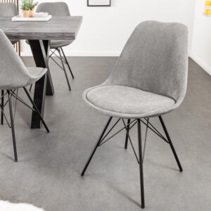 Design stoel SCANDINAVIA MEESTERSTUK grijs koord zwart metalen frame - 43696