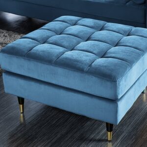 Design kruk COSY VELVET 80cm petroleumblauw goud fluweel metalen poten - 43608