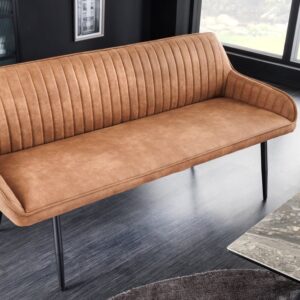 Design bank TURIN 160cm bruin zwart metalen poten met armleuningen - 43695